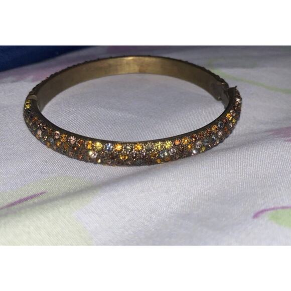 JOAN RIVERS Crystal Bangle Bracelet Autumn Colors Multicolor Hinged Opening - Picture 6 of 6